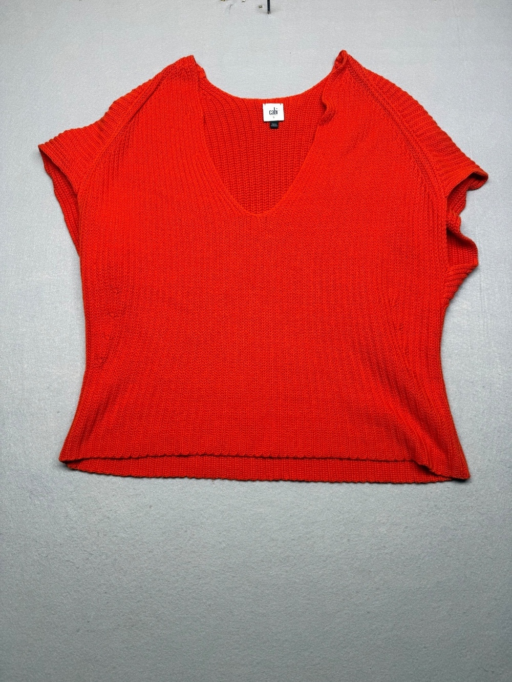 cabi Red Sweater Women's Small Cotton Acrylic Knit Pullover